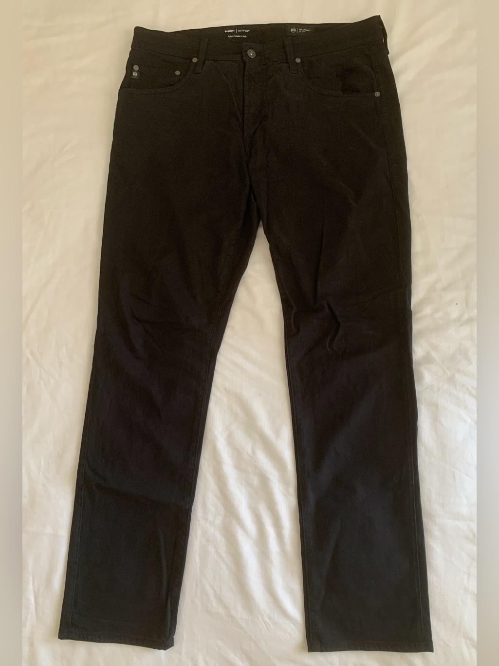 Ag Jeans Mens Everett Slim Straight Black Pants Size 34 Premium Sateen Guc